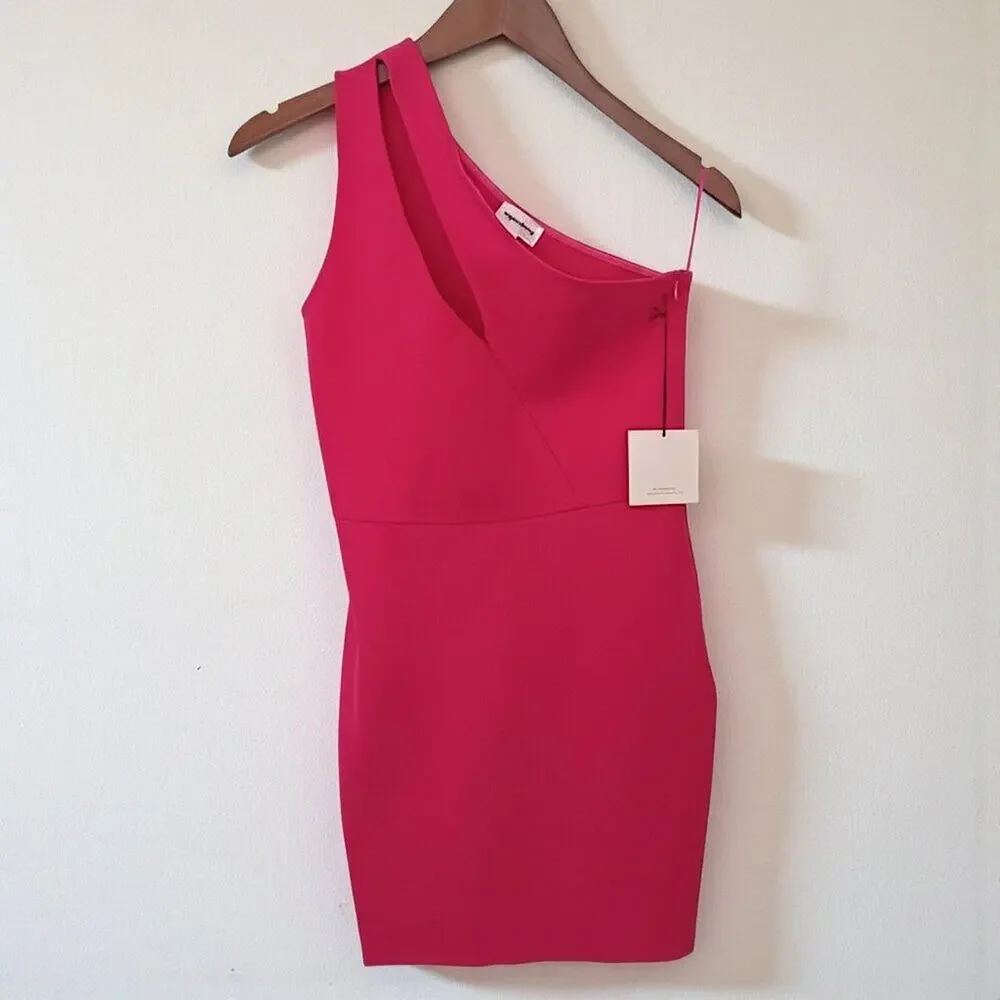 Superdown Nava One Shoulder Mini Dress Hot Pink Cut Out Small NWT - Picture 4 of 11